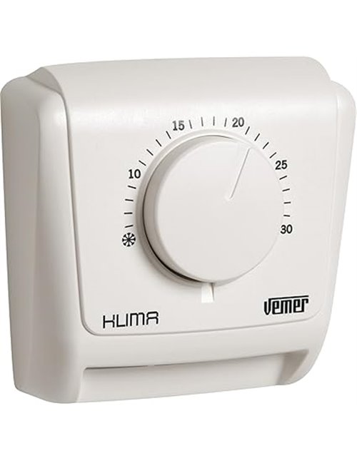 VEMER VE018800 KLIMA 2 - Termostato Mecánico de Ambiente a Membrana de Gas, Función de Calefacción, Blanco