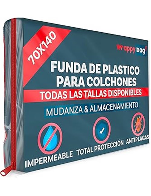 WRAPPYBAG – Funda Protectora Opaca de Plástico para Colchones – 5 Tamaños Disponibles – Saco de Almacenamiento Impermeable y Res