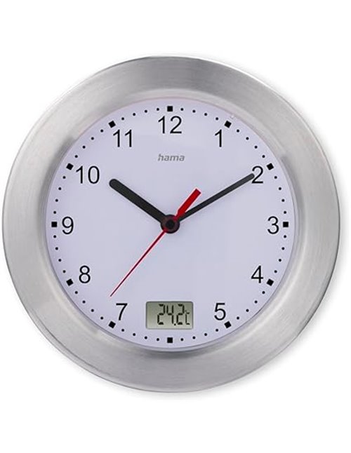 Hama Reloj de baño (Reloj de baño con Ventosa, Reloj con termómetro, Reloj de Pared sin Ruido de tictac, analógico, Reloj de Cua