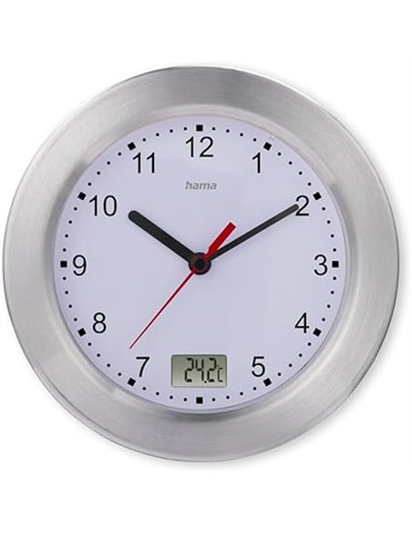 Hama Reloj de baño (Reloj de baño con Ventosa, Reloj con termómetro, Reloj de Pared sin Ruido de tictac, analógico, Reloj de Cua