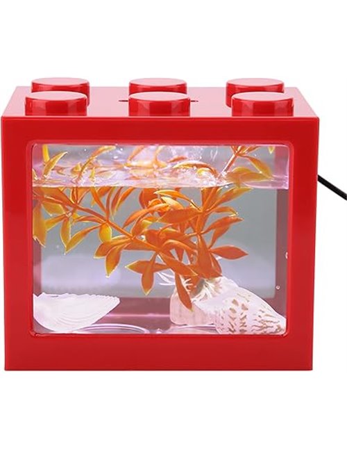 Mini Acrylic Fish Tank, Aquarium Starter Kits Mini Fish Tank Aquarium Cube Stackable Tank Desktop Mini Aquarium Tank Bowl with U