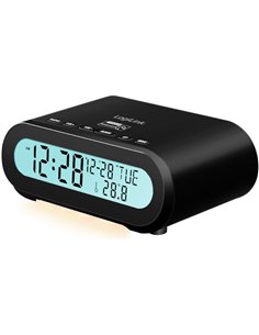 LogiLink SC0121 – Radio Despertador con indicador de Temperatura, Temporizador de sueño, Incluye Puerto USB para Cargar teléfono