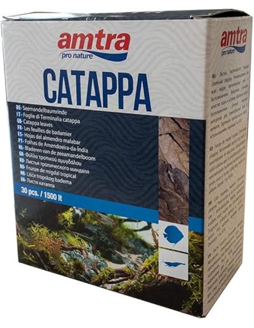 Amtra Catappa Leaves - Almond Leaves, Complemento Alimenticio Para Gambas Y Crustáceos De Agua Dulce, 30 Piezas.