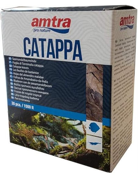 Amtra Catappa Leaves - Almond Leaves, Complemento Alimenticio Para Gambas Y Crustáceos De Agua Dulce, 30 Piezas.