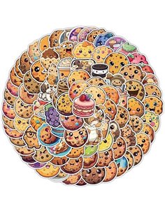 100 pegatinas de galletas para bicicleta, equipaje, parachoques, motocicleta, monopatín, frigorífico, portátil, lindas galletas,