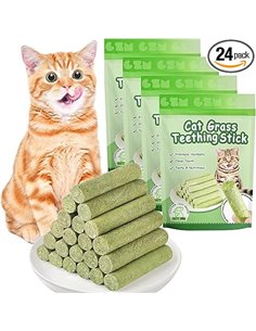 OSDUE Golosina de Hierba Gatera para Gatos,120g Palillos de Hierba gatera para Gatos Palillo Masticable de Hierbas para Gato, 24