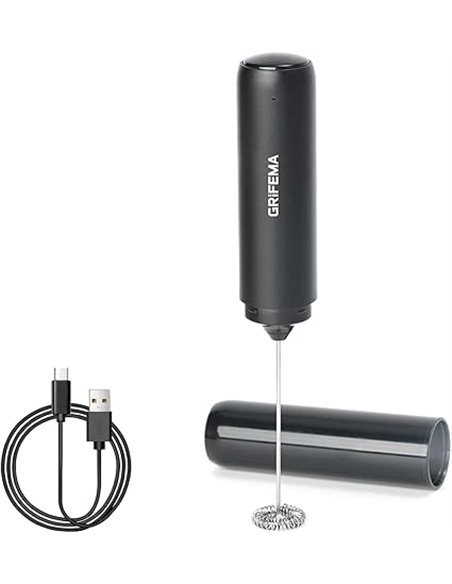 GRIFEMA Espumador de Leche USB Recargable Batidor de Leche Espuma electrico, 13000 RPM, Ergonómico, Fácil De Limpiar, Mini Batid