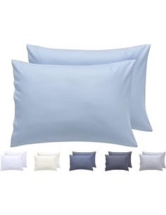 Todocama – Juego de 2 Fundas de Almohada, Microfibra Extra Suave, hipoalergénicas. Juego de 2-50x70 cm Azul Claro