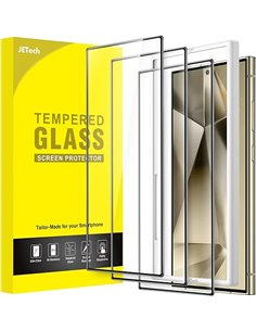 JETech Protector de Pantalla Cobertura Completa para Samsung Galaxy S24 Ultra 5G 6,8 Pulgadas, Cristal Vidrio Templado con Marco