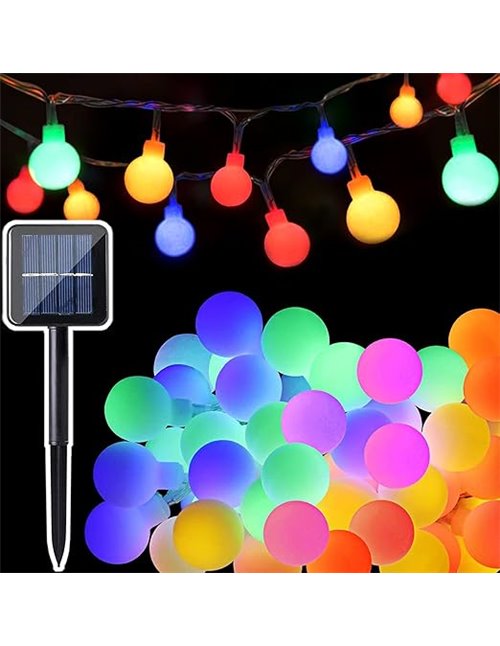 Guirnalda Solar Exterior 7M, 50LED Cadena de Luces Con 8 Modos - Impermeable Decorativa Para Navidad, Fiestas, Jardines, Boda, P