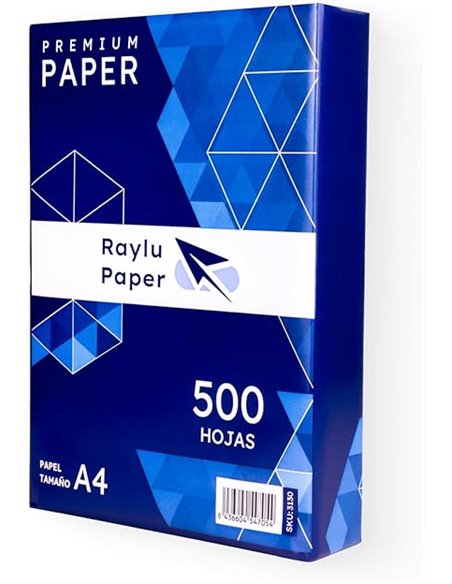RAYLU PAPER - Folios A4 80gr 500 Hojas de Papel Premium Multiusos para Impresoras Láser, Inkjet y Fotocopiadoras, para Oficina y