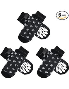 3 Pares Calcetines Antideslizantes Interiores para Perros, Protectores de Patas para Perros con Correas Ajustables, Calcetines A