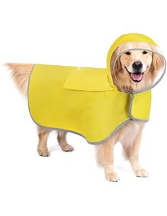 Impermeable para Perros, Chubasquero para Perros con Capucha con Agujero para Arnés, Tira Reflectante,Bolsillos para Perros pequ