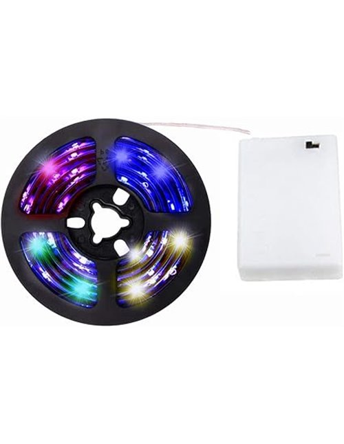 tira luz LED Color Blanco 100 cm 33 in. + Batería Caja + interruptor, funciona con pilas, multicolor