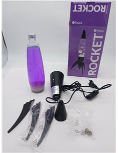 Fisura - Lámpara de lava azul “rocket”. Base blanca, líquido azul y lava blanca. Lámpara de lava retro con bombilla de repuesto. 2