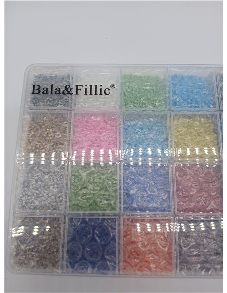 Bala&Fillic Tamaño 11/0, cuentas de cristal surtidas multicolores para hacer pulseras (aproximadamente 15600 piezas, 24 colores,