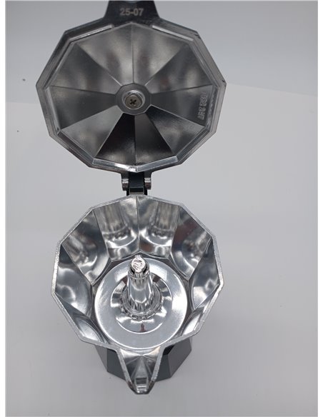 Monix Vitro Noir | Cafetera Italiana de Aluminio 6 Tazas, Apta para Vitrocerámica, Gas y Eléctrica, NO Apta para Inducción, Mang