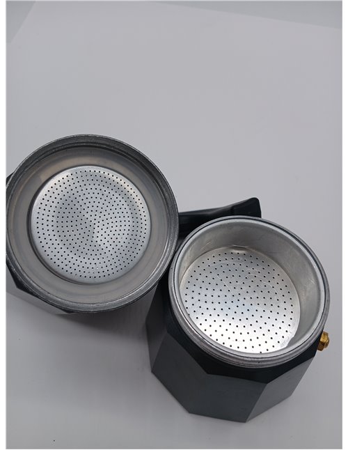 Monix Vitro Noir | Cafetera Italiana de Aluminio 6 Tazas, Apta para Vitrocerámica, Gas y Eléctrica, NO Apta para Inducción, Mang