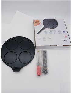 Joeji's Kitchen Pancake Pan – Non-Stick Frigideira Panquecas 4 Holes Breakfast Crepe Pan 26 cm – For Gas Stoves and Induction Co 2