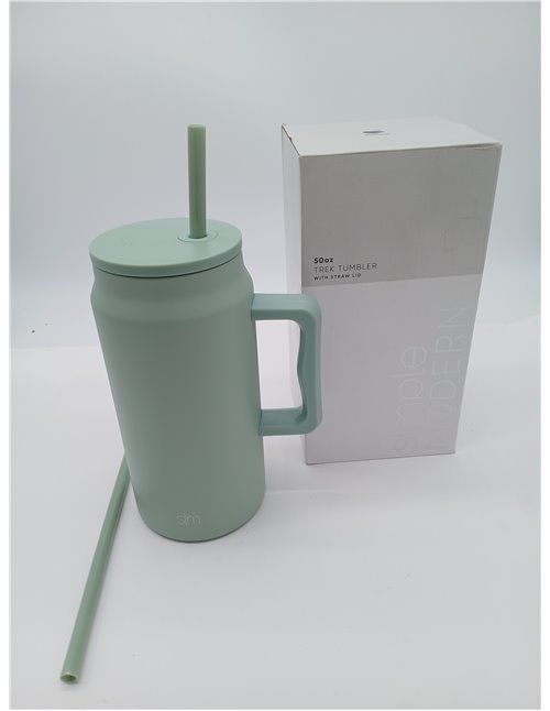 Simple Modern Vaso Térmico con Asa y Pajita | Taza Termica Jarra de Agua Grande de Acero Inoxidable Aislada | Regalos para Mujer