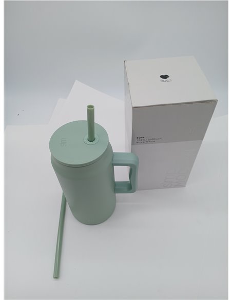 Simple Modern Vaso Térmico con Asa y Pajita | Taza Termica Jarra de Agua Grande de Acero Inoxidable Aislada | Regalos para Mujer