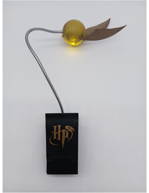 Luz de lectura de la snitch dorada de Harry Potter, clip para libro con 3 niveles de brillo