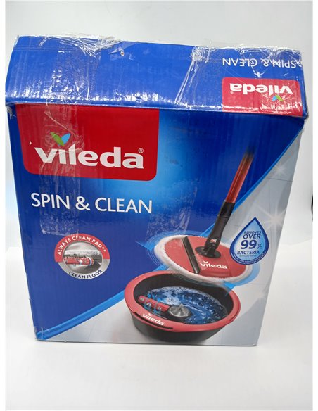 Vileda Spin & Clean Sistema de Fregado, Rojo y Negro, 335 x 176 x 343 mm