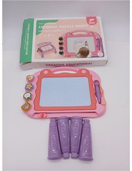 Pizarra Magnética Infantil,Pizarra de Dibujo Mágica de Colores con 4 sellos Magnéticos y 1 lápiz Capacitivo, Almohadilla Borrabl