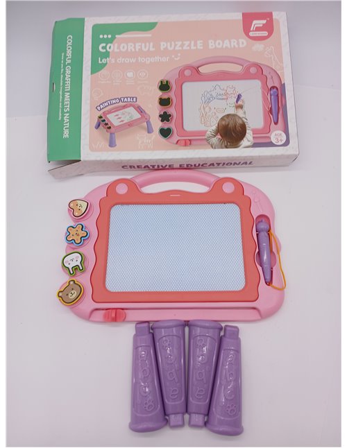 Pizarra Magnética Infantil,Pizarra de Dibujo Mágica de Colores con 4 sellos Magnéticos y 1 lápiz Capacitivo, Almohadilla Borrabl