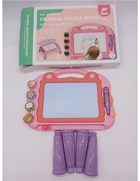 Pizarra Magnética Infantil,Pizarra de Dibujo Mágica de Colores con 4 sellos Magnéticos y 1 lápiz Capacitivo, Almohadilla Borrabl