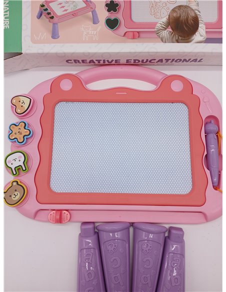 Pizarra Magnética Infantil,Pizarra de Dibujo Mágica de Colores con 4 sellos Magnéticos y 1 lápiz Capacitivo, Almohadilla Borrabl