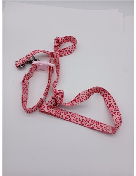 Juego combinado de collar y correa para perro, patrón de leopardo, material de poliéster, correa a juego de 150 cm, para perros 