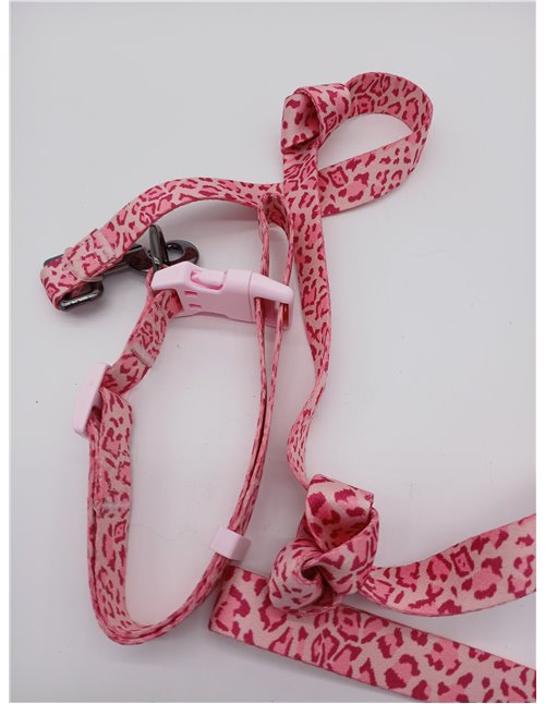 Juego combinado de collar y correa para perro, patrón de leopardo, material de poliéster, correa a juego de 150 cm, para perros 