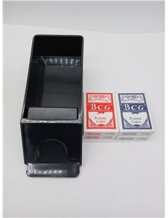 Relaxdays Repartidor Cartas, Dispensador para 4 Barajas, Accesorios Blackjack, Plástico, 10 x 10 x 25 cm, Negro 2