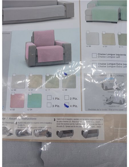Eysa Salvasofá o Funda de sofá práctica Oriente 4 plazas Color 06/Gris