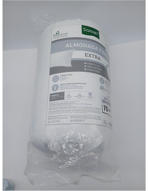 Savel - Almohada Suave Tacto Seda con Doble Funda | 70x40cm | Firmeza Alta
