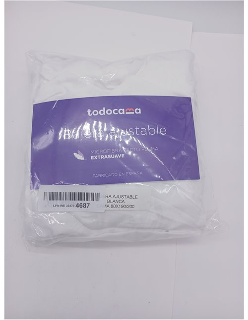 Todocama - Sábana Bajera Ajustable de Microfibra cepillada Extra Suave. (Cama 80 x 190/200cm, Blanca)