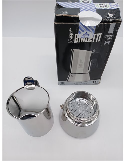 Bialetti Cafetera Venus, Mango Anti-escaldaduras, Apta para Inducción, 6 Tazas (235ml), Acero Inoxidable
