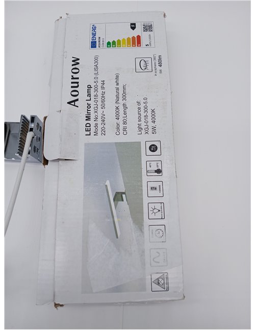 Aourow Lámpara de Espejo Baño LED 5W 230V 500lm,a Prueba de Agua IP44 30cm,3 en 1,Fije en el Espejo +en el Gabinete+en la Pared,