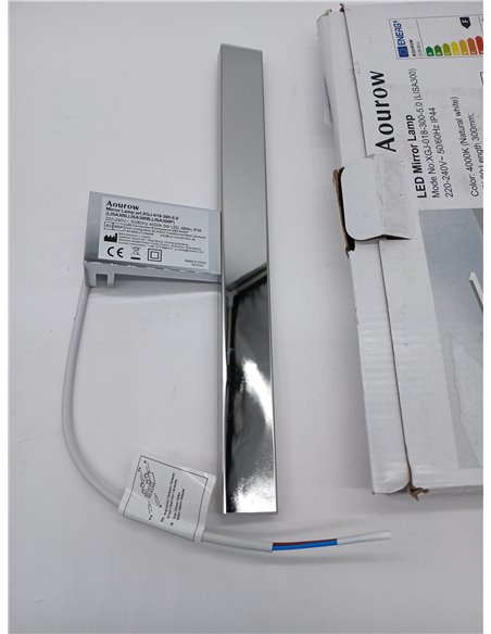 Aourow Lámpara de Espejo Baño LED 5W 230V 500lm,a Prueba de Agua IP44 30cm,3 en 1,Fije en el Espejo +en el Gabinete+en la Pared,