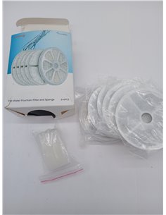 6 Piece Water Fountain Filter, FEELNEEDY Replacement Filters for Cat Water Fountain 3.2L & 3.5L, Cotton & Resin Activated Carbon 2
