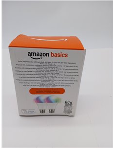 Amazon Basics Smart Bombilla led multicolor, casquillo E27, 8W (equivalente a 60W), funciona solo con Alexa, 2 paquete 2
