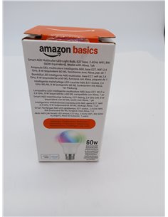 Amazon Basics Smart Bombilla led multicolor, casquillo E27, 8W (equivalente a 60W), funciona solo con Alexa, 1 paquete 2