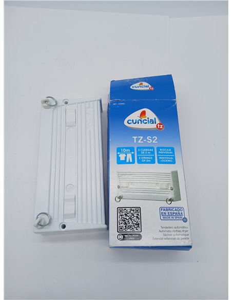 Cuncial TZ-S-2 | Automatic Wall Clothesline 2 Ropes | Up to 10 m of Line | Extendable 5 m per Rope | Individual Locking | Indoor