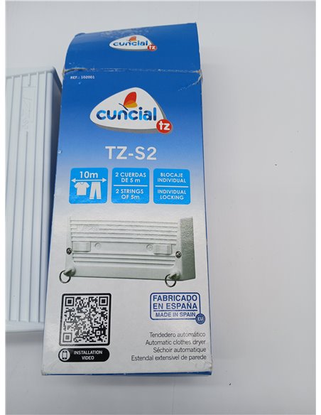 Cuncial TZ-S-2 | Automatic Wall Clothesline 2 Ropes | Up to 10 m of Line | Extendable 5 m per Rope | Individual Locking | Indoor