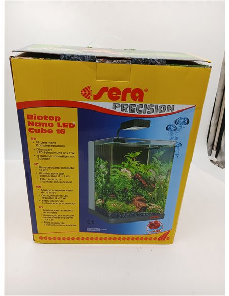 sera Biotop Nano LED Cube 16-16 L Nano Complete Freshwater Aquarium with LED Lighting and Filter 3 Chamber