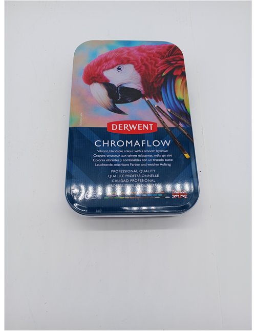 Derwent Chromaflow Estuche de 36 Lápices, Núcleo de 3.5mm y Gran Dureza, Textura Suave y Fácil de Mezclar, Ideal para Dibujar, P