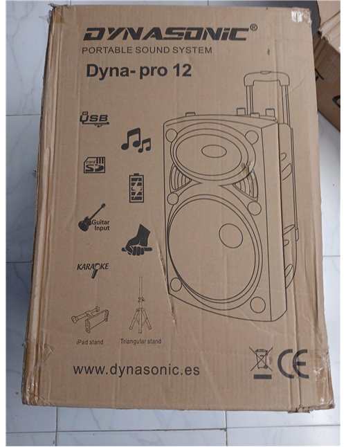 DYNASONIC Dynapro Altavoz Autoamplificado Potente 12"/700W, Altavoz Bluetooth Portátil 2 Micrófonos, Sistema PA, TWS, USB/SD y B