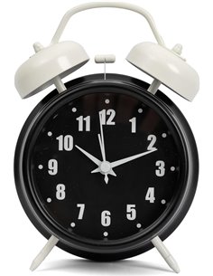 GIFTMARKET – Reloj Despertador analógico silencioso. Despertador de mesilla Negro. Reloj Despertador de Doble Campana con luz No