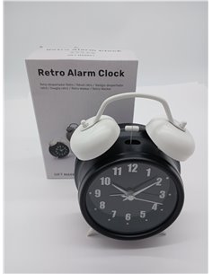 GIFTMARKET – Reloj Despertador analógico silencioso. Despertador de mesilla Negro. Reloj Despertador de Doble Campana con luz No 2